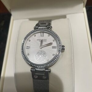 Anne Klein New York Silver-Tone Mesh Ladies Watch with Swarovski Crystals.